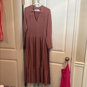 Free People Pink Pleated Bishop Sleeve Sundress
